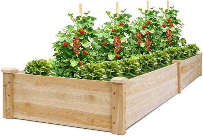 Giantex Raised Garden Bed Planter: Elevated Wooden Vegetable Grow Box for Patio, Deck & Balcony