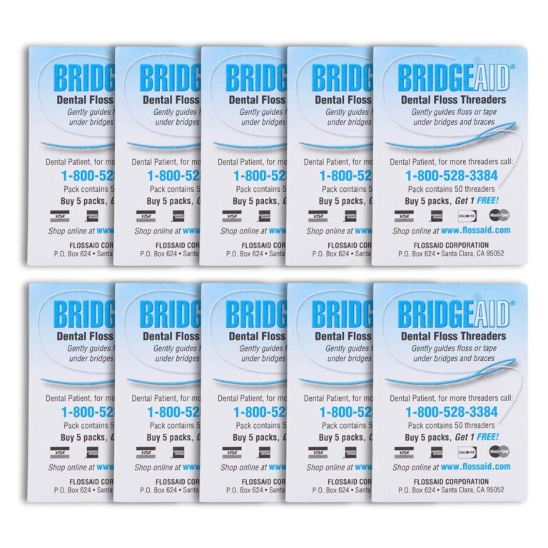 FLOSSAID BridgeAid Threaders | 2 Packs of 100 Super Flossers for Bridges, Braces & Implants | Effortless Flossing