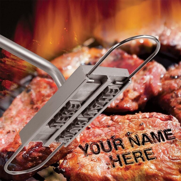 Personalized BBQ Branding Iron with Changeable Letters – Silver | Custom Meat & Steak Press Tool for Outdoor Grilling