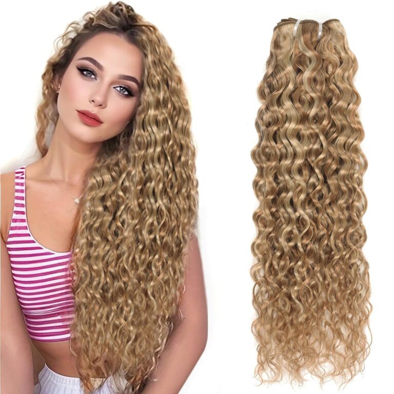 Brazilian P27/613 Water Wave Blonde Human Hair Extensions – Unprocessed 24″ Weft Bundle (100g)