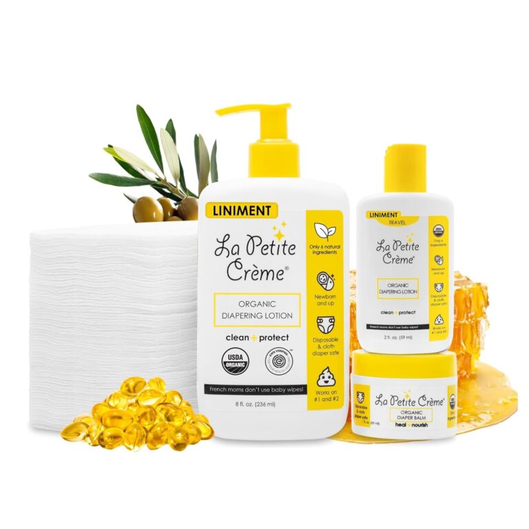 La Petite Creme Premium French Diapering Gift Set: Organic Lotion, Balm & Pads