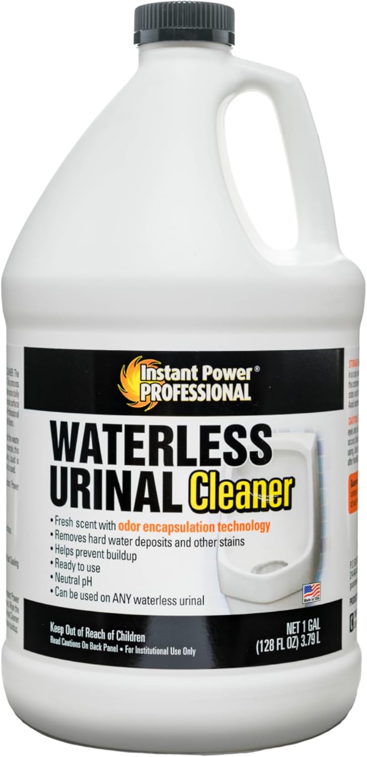 Instant Power Professional Waterless Urinal Cleaner: Remove Hard Water Deposits, Prevent Drain Buildup, 1 Gal