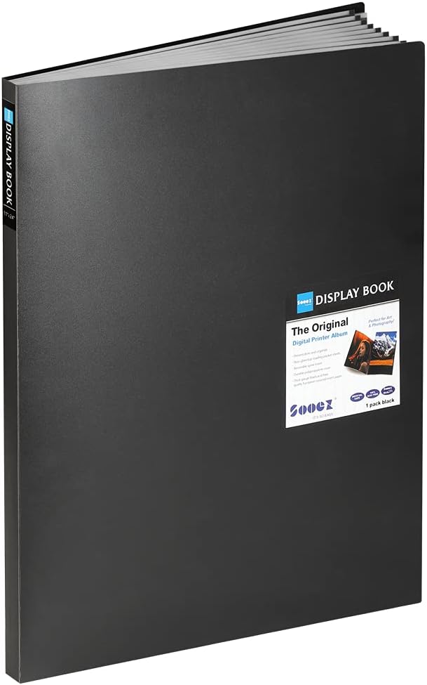 Sooez Heavy Duty Binder 18×24 with Plastic Sleeves | 30 Clear Sheet Protectors Portfolio for Art, Music & Documents