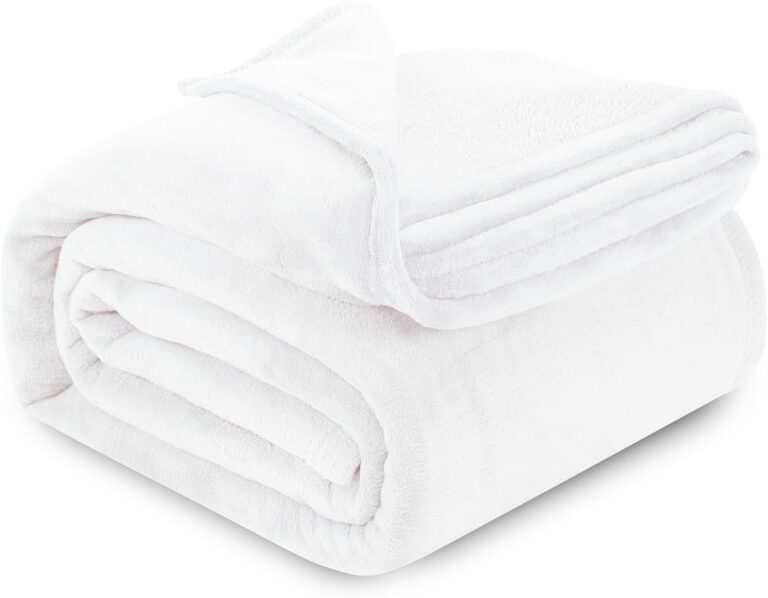 Utopia Bedding White Fleece Blanket Queen Size (90×90) – Lightweight, Fuzzy & Soft Microfiber Bed Blanket