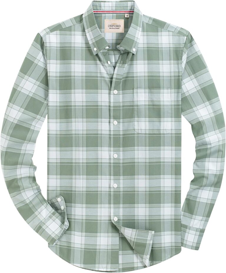 Alimens & Gentle Men’s Solid Oxford Shirt | Long Sleeve Dress & Casual Button Down Shirt with Pocket
