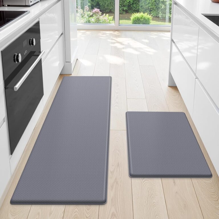 StepLively Kitchen Mat Set: Anti-Fatigue Cushioned Rugs for Sink & Standing Areas, Non-Skid & Comfortable, 2-PC Grey