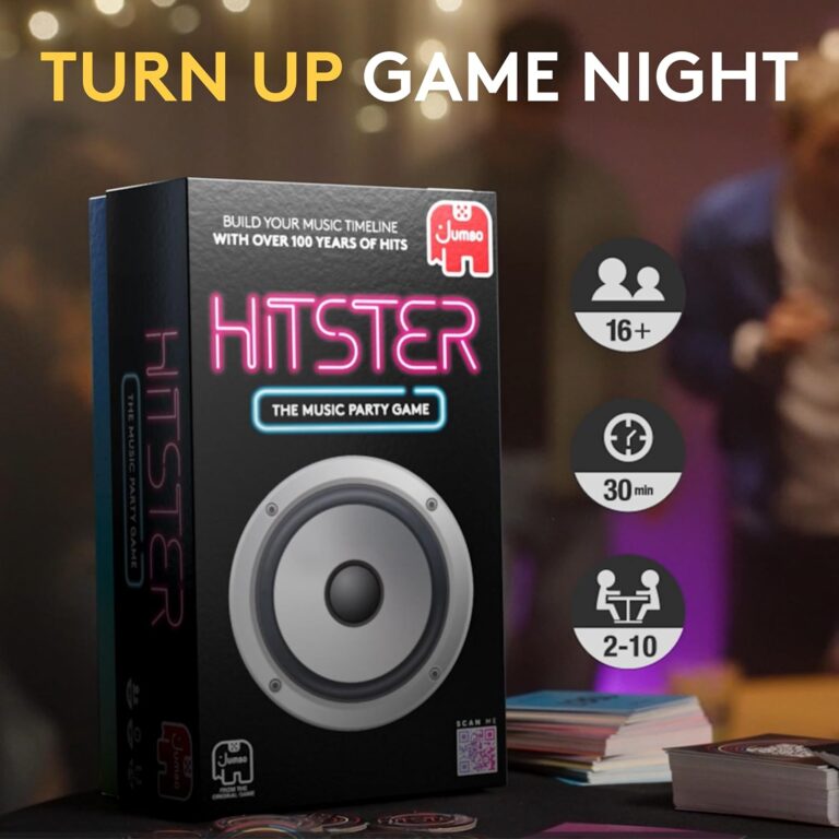 Jumbo Hitster Music Quiz Card Game: 300+ Iconic Hits for 2-10 Players – Perfect Adult & Family Party Game Night