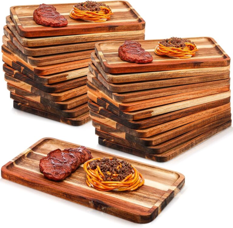 Roshtia 24-Piece Acacia Wood Serving Set: Rectangular Trays & Platters for Charcuterie, Appetizers, Cheese & Holiday Dining