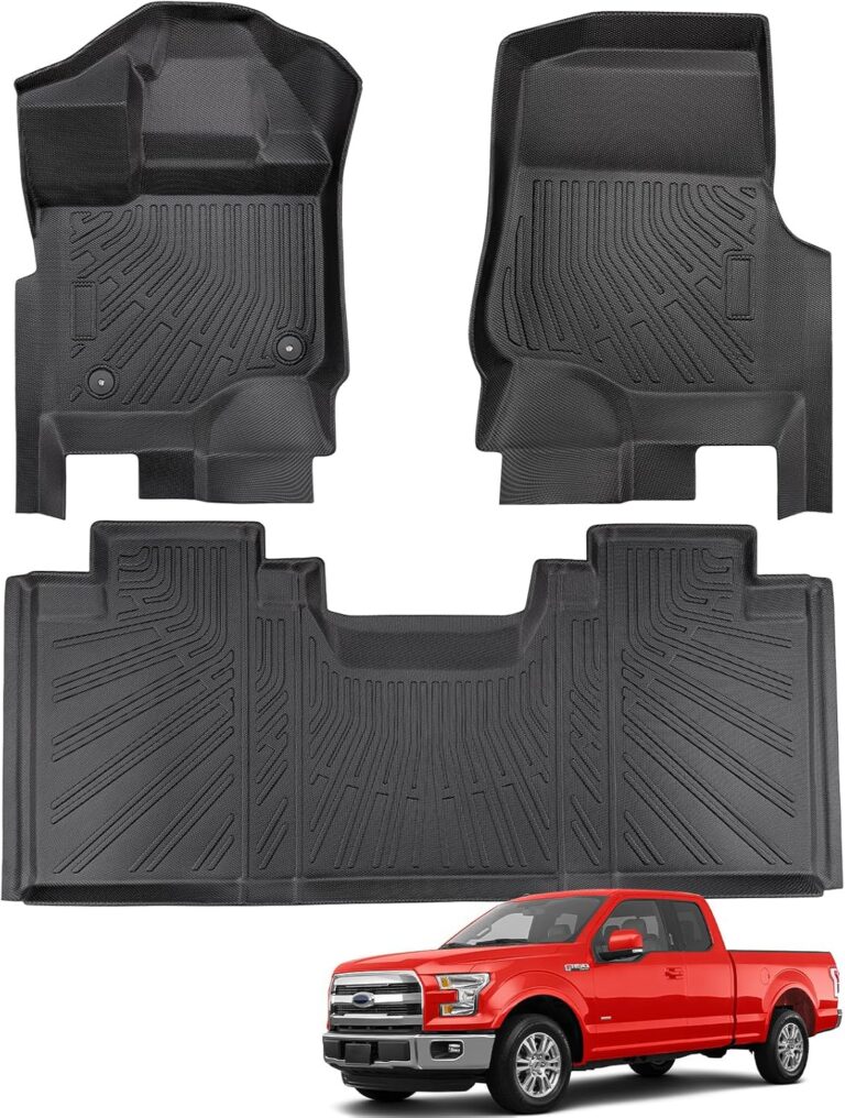 DiffCar® All Weather TPE Floor Mats for Ford F150 Super/Extended Cab 2015-2026 | 3-Piece Black Truck Mats