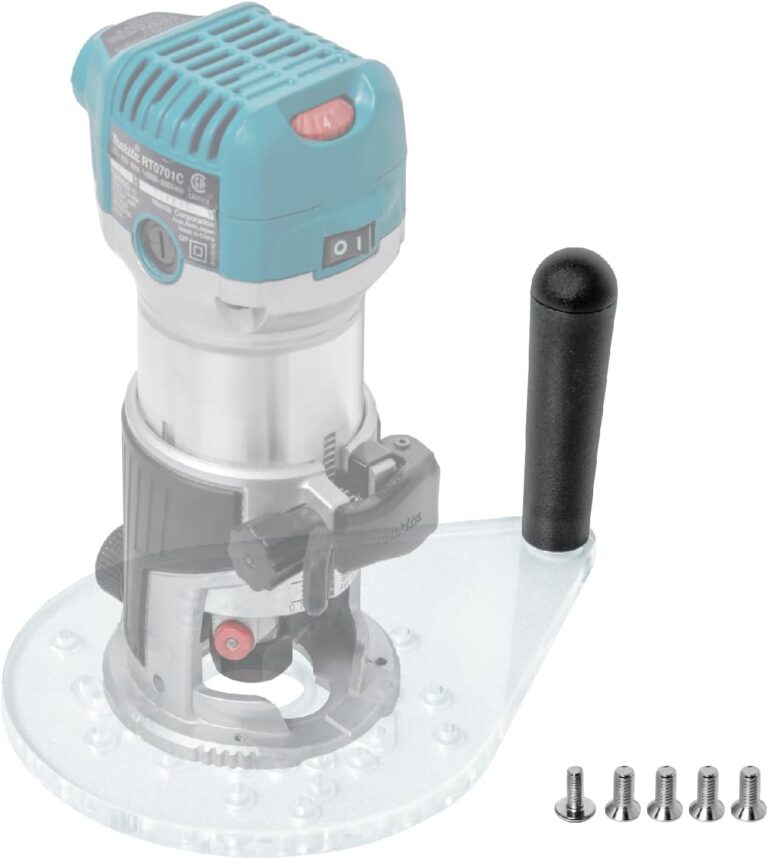 POWERTEC Offset Base Plate for Trim Routers – Clear Acrylic Sub Base Fits Bosch, DeWalt, Makita, Milwaukee & More (72146)