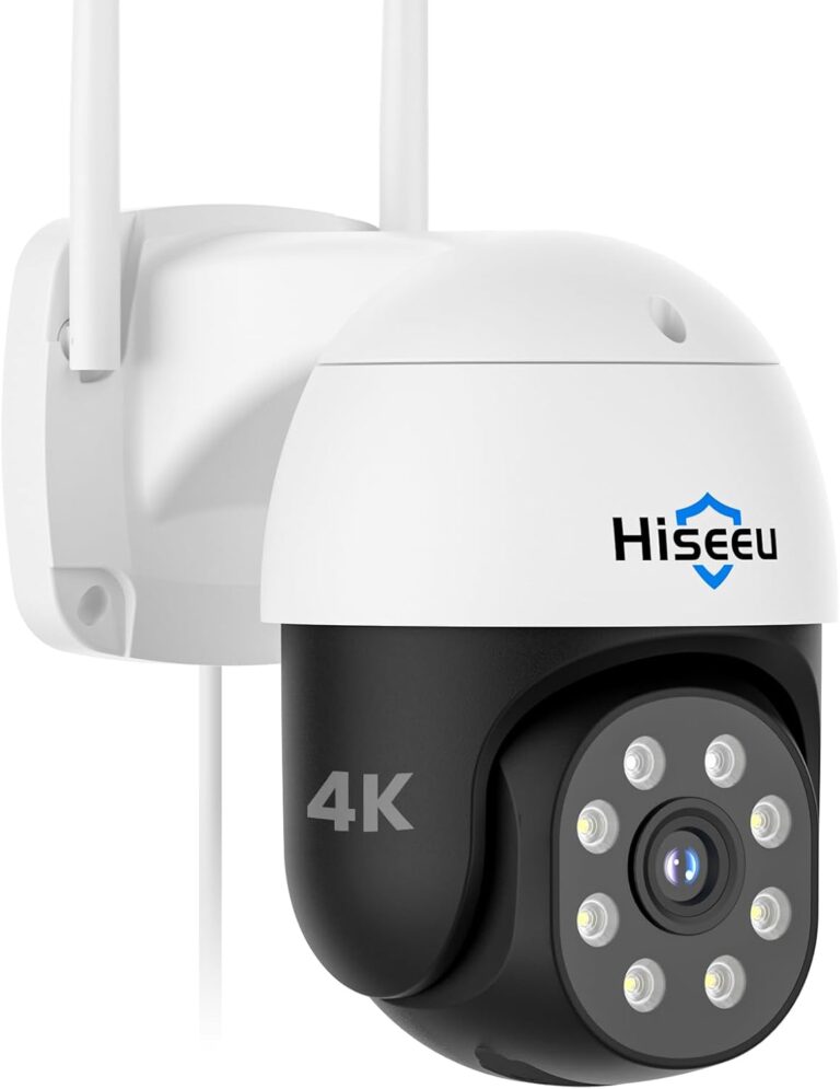 Hiseeu 4K 8MP Outdoor Security Camera: Wireless WiFi, Auto Tracking, Pan & Tilt, Color Night Vision, Two-Way Audio, IP66, No Subscription